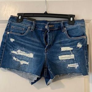 Distressed jean shorts